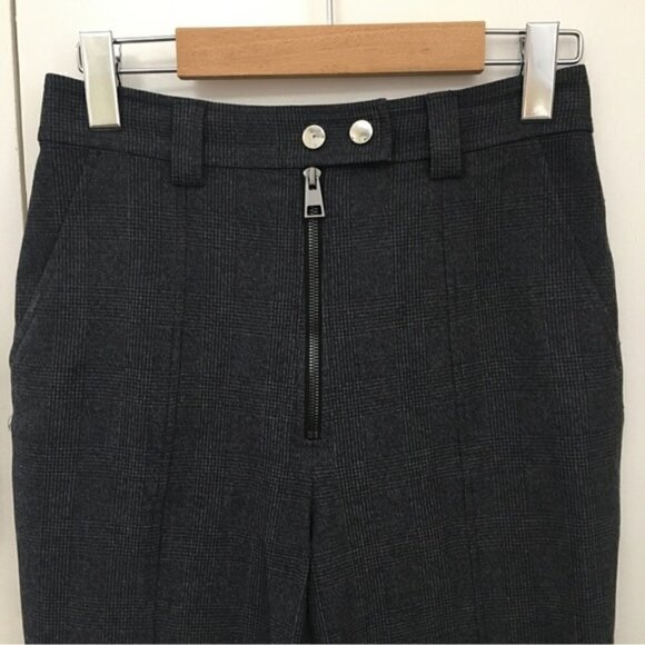 A.L.C. Tweed Exposed Zipper Plaid Cropped Ankle Pants - Picture 3 of 9